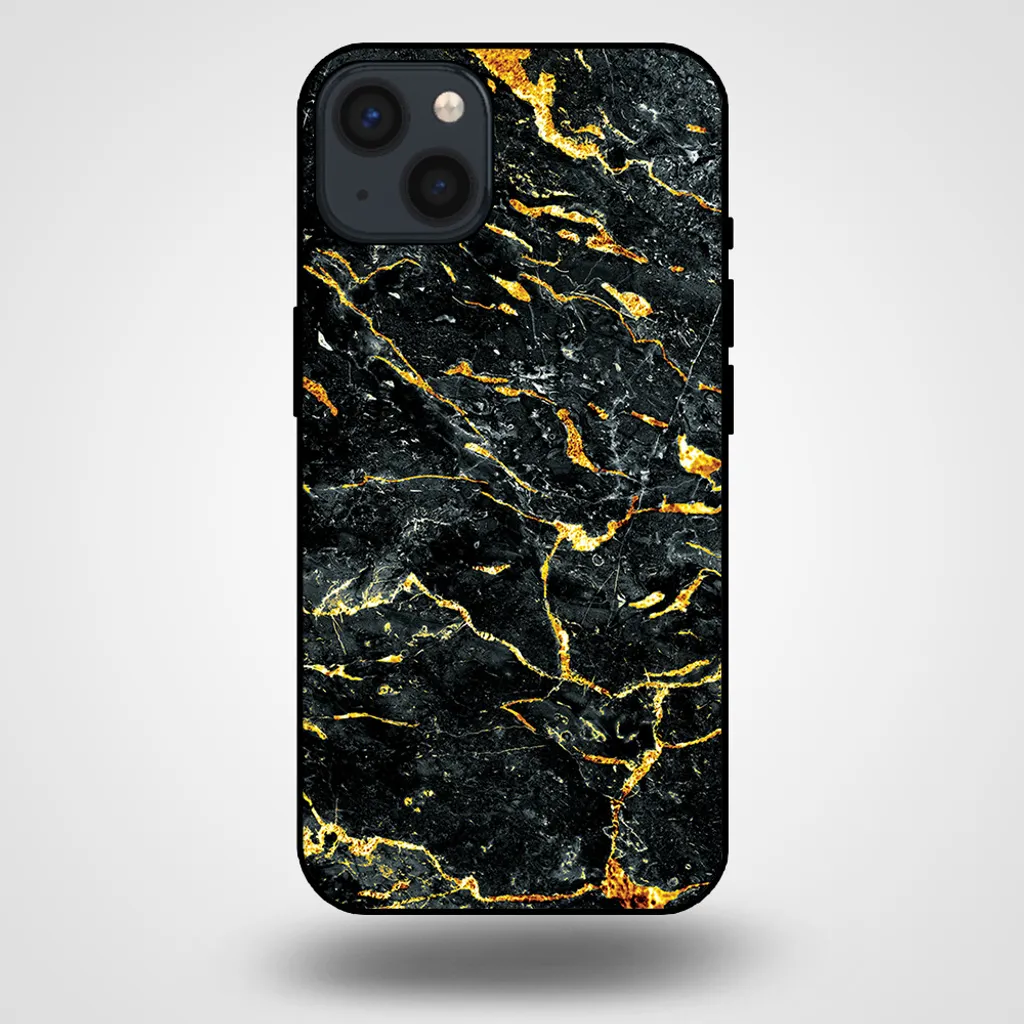 Smartphonica Custodia per iPhone 13 con stampa in marmo - Custodia posteriore in TPU con design in marmo - Oro Nero