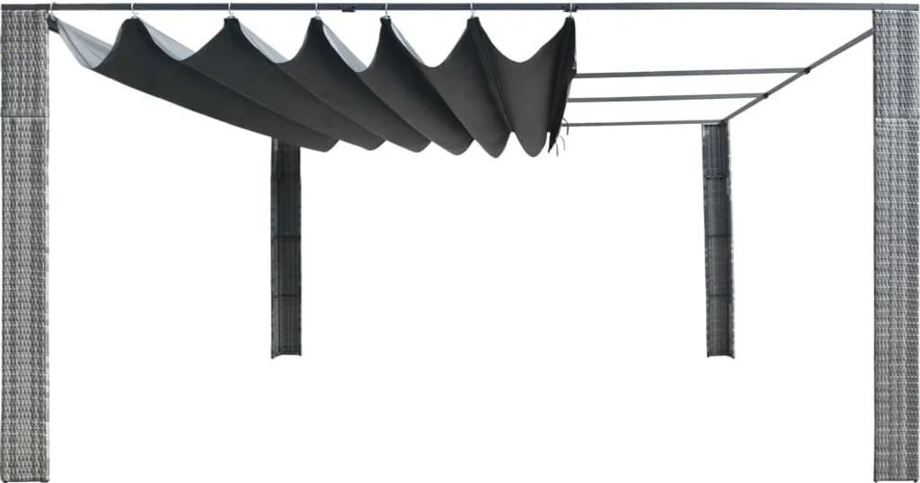 Pergola de terrasse en résine tressée 4x4m grise pour ombrage modulable