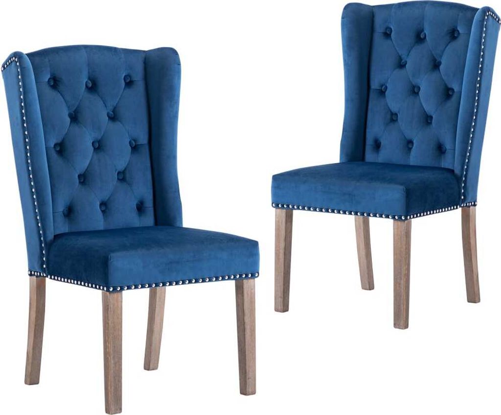 Esszimmerstühle 2 Stk. Blau Samt