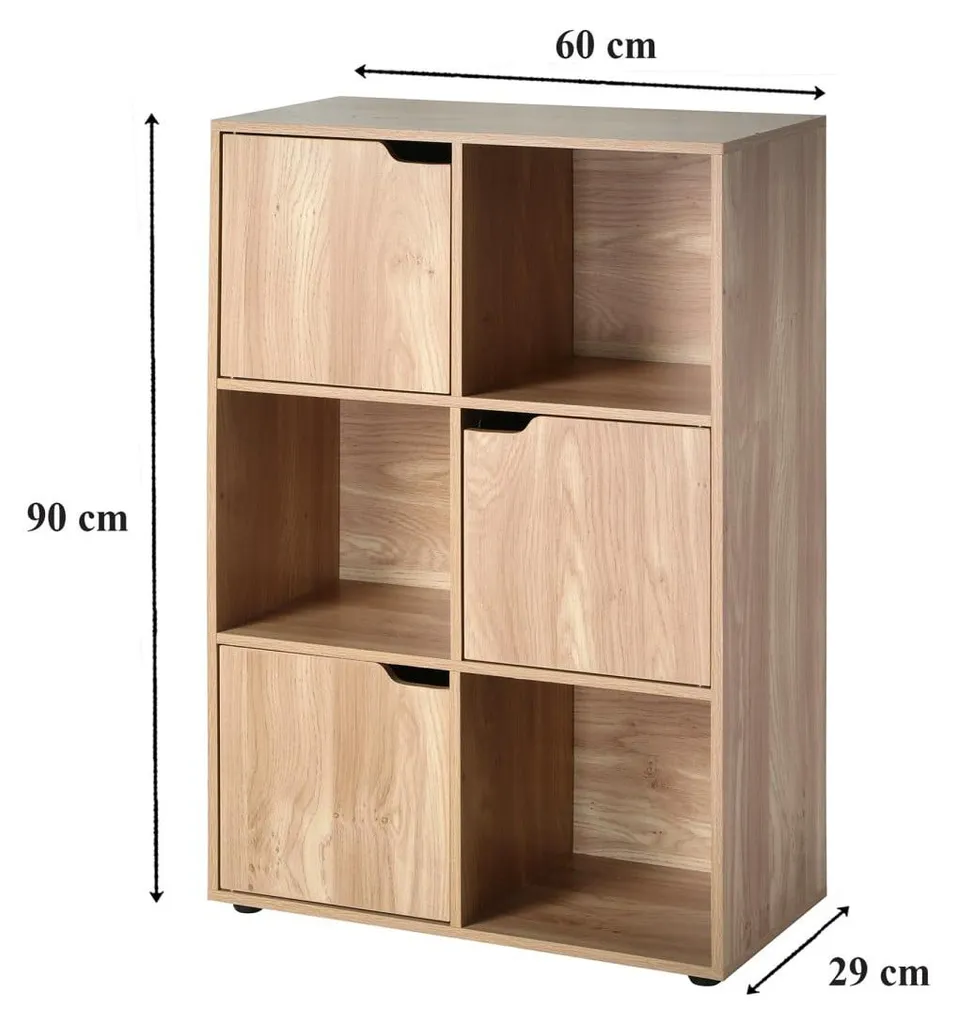 Étagère de rangement 6 cases avec portes en bois modulable - 9