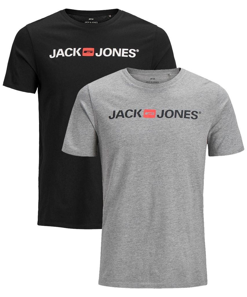 JACK & JONES Rundhals T-Shirt 2-er Stück Pack Kurzarm Shirt Produktbild 