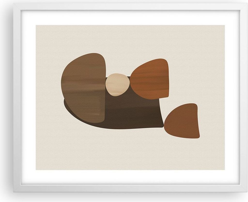 Gerahmtes Poster - Weißer Rahmen - Abstraktion Braun Minimalismus - 50x40 cm - Wand Bild - Wanddeko - Wandbilder - Wandposter - Bilderrahmen - Bil...