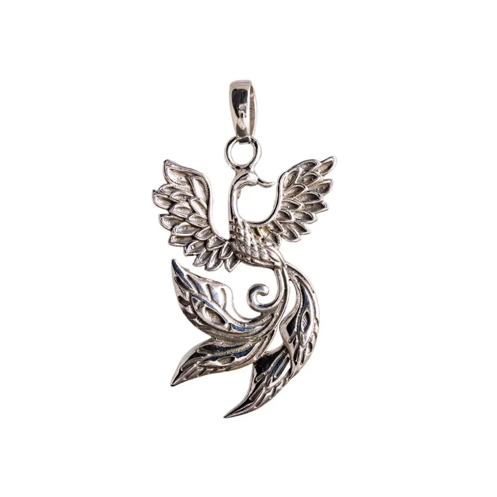 Collier Pendentif Phénix en Or Jaune Bijou Mythologique pour Homme