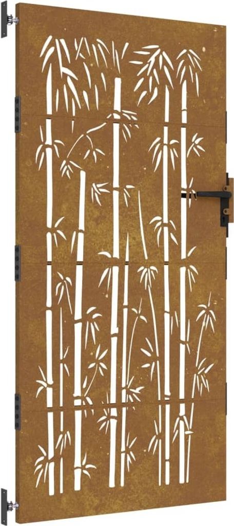 Gartentor 85x200 cm Cortenstahl Bambus-Design