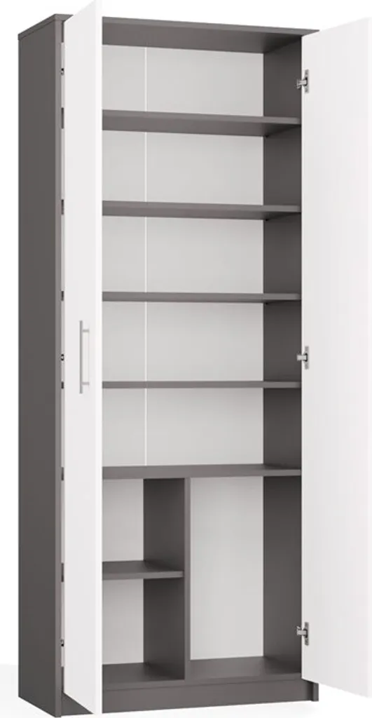 Bibliothèque de bureau RAINER bicolore anthracite blanc en bois robuste - 14