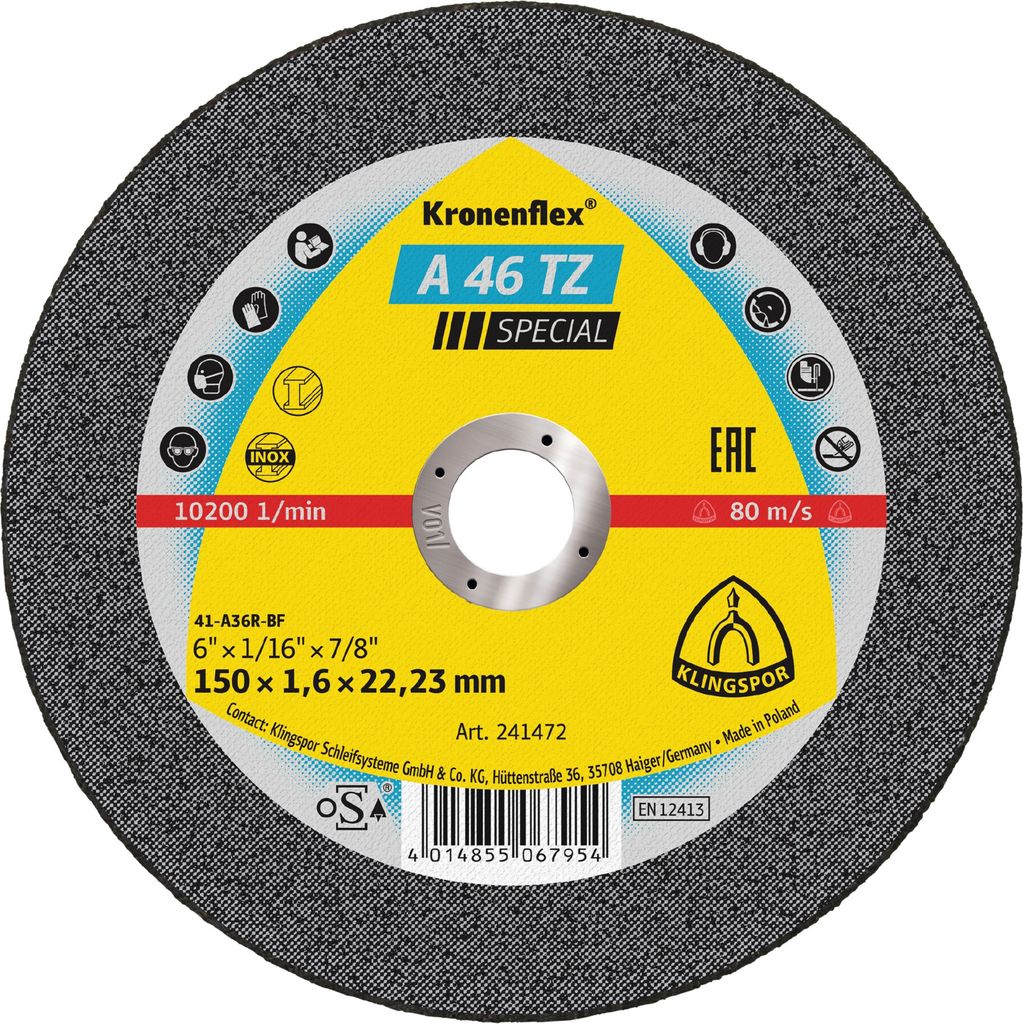 Klingspor A 46 TZ Trennscheiben, 150 x 1,6 x 22,23 mm gerade 25 Stk