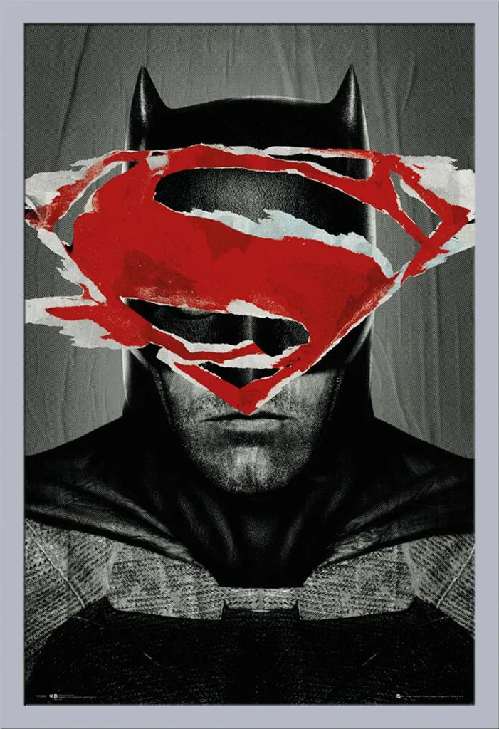 Batman v Superman Teaser Poster con Cornice Shinsuke MDF Argento