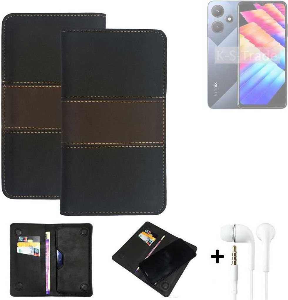 K-S-Trade Handyhülle + Kopfhörer kompatibel mit Infinix Hot 30i X669C Schutzhülle Walletcase Bookstyle Tasche Schutz Case Hülle Wallet Cover
