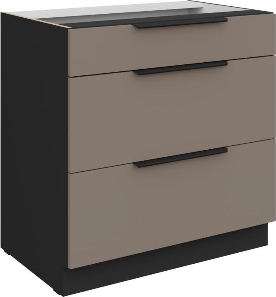 Unterschrank LUNARA – Breite 80 cm, Dunkelbeige/Schwarz Produktbild 