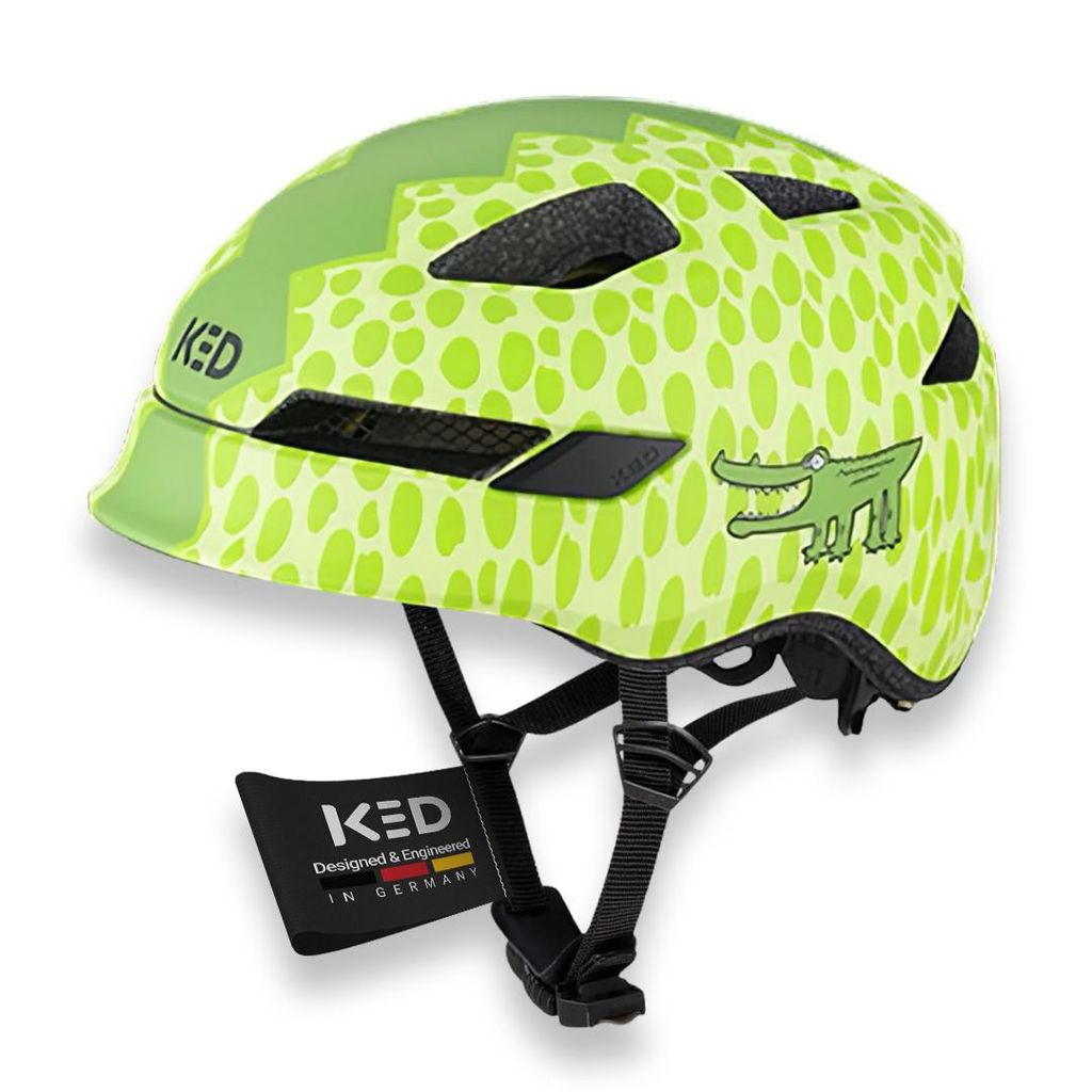KED Pop II Kinder Fahrradhelm Mit Optimierter Passform Und LED Rücklicht – Helm mit verbesserter Belüftung Farbe: Green Croco Matt Größe: 48-...