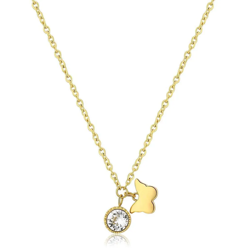 Pendentif papillon en cristal et collier doré Lucky Light chic pour femme