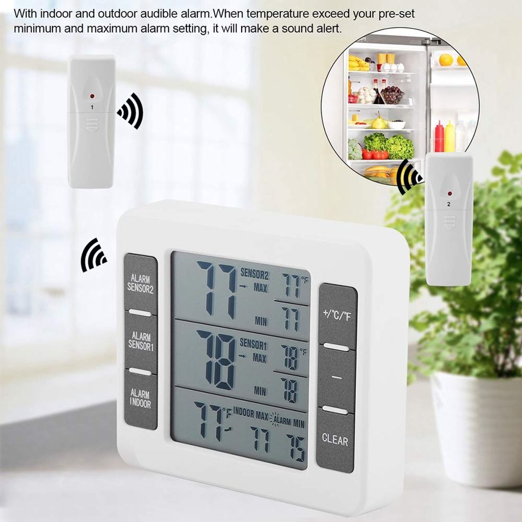 LCD-Digitalthermometer Sonde für Kühl und Gefrierschränke Outdoor Indoor weiß 