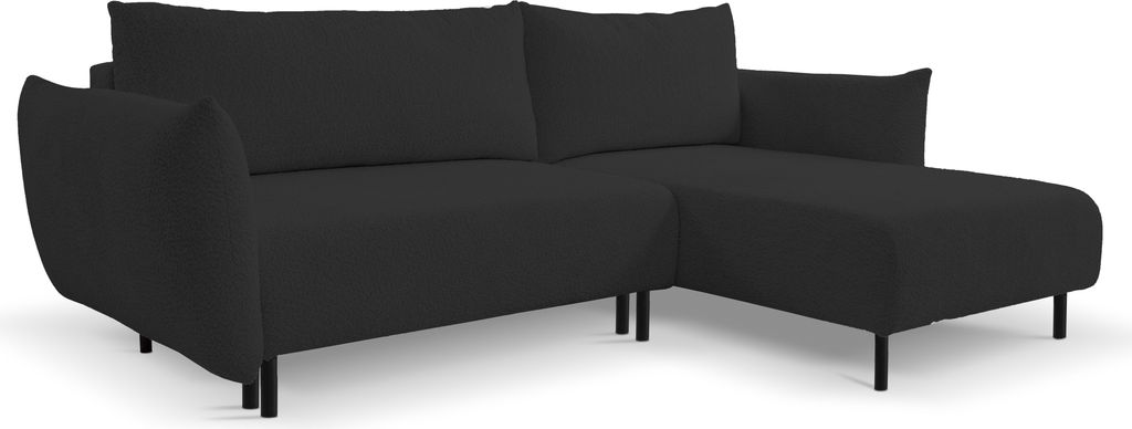 DomoHome ADEL Ecksofa mit Schlaffunktion und Bettkasten – L-Form, Flexibel Stellbar, Layout rechts, Metallfüße, 145x212cm Liegefläche, Größe...