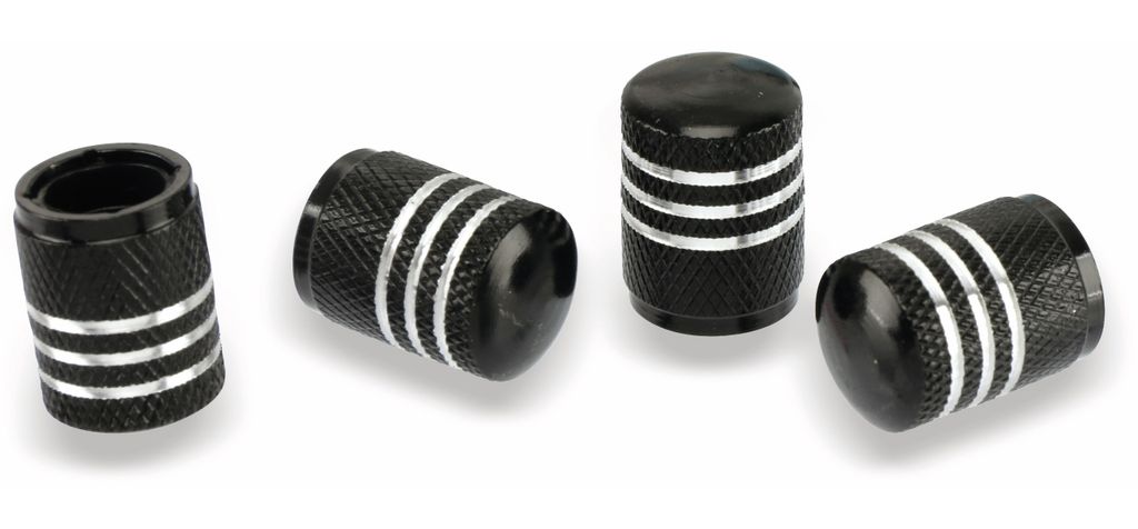 Kołpaki zaworów DUNLOP 4 sztuki, okrągłe, czarne Zdjęcie produktu 
