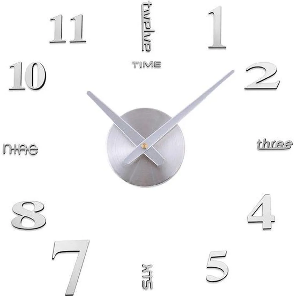 Horloge murale 3D silencieuse en métal noir format géant pour la maison