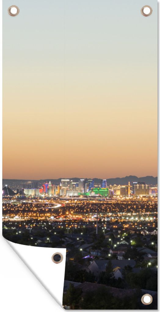 MuchoWow 40x80 cm Outdoor-Poster Gartendeko Sichtschutz Garten Poster für den Garten Sonnenuntergang - Las Vegas - Orange