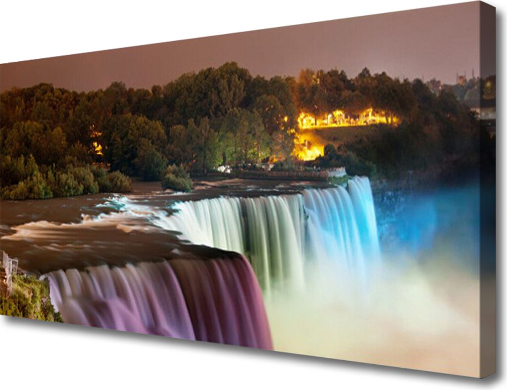 Tulup Leinwand-Bilder 100x50 Wandbild Canvas Kunstdruck Wald Wasserfall Natur