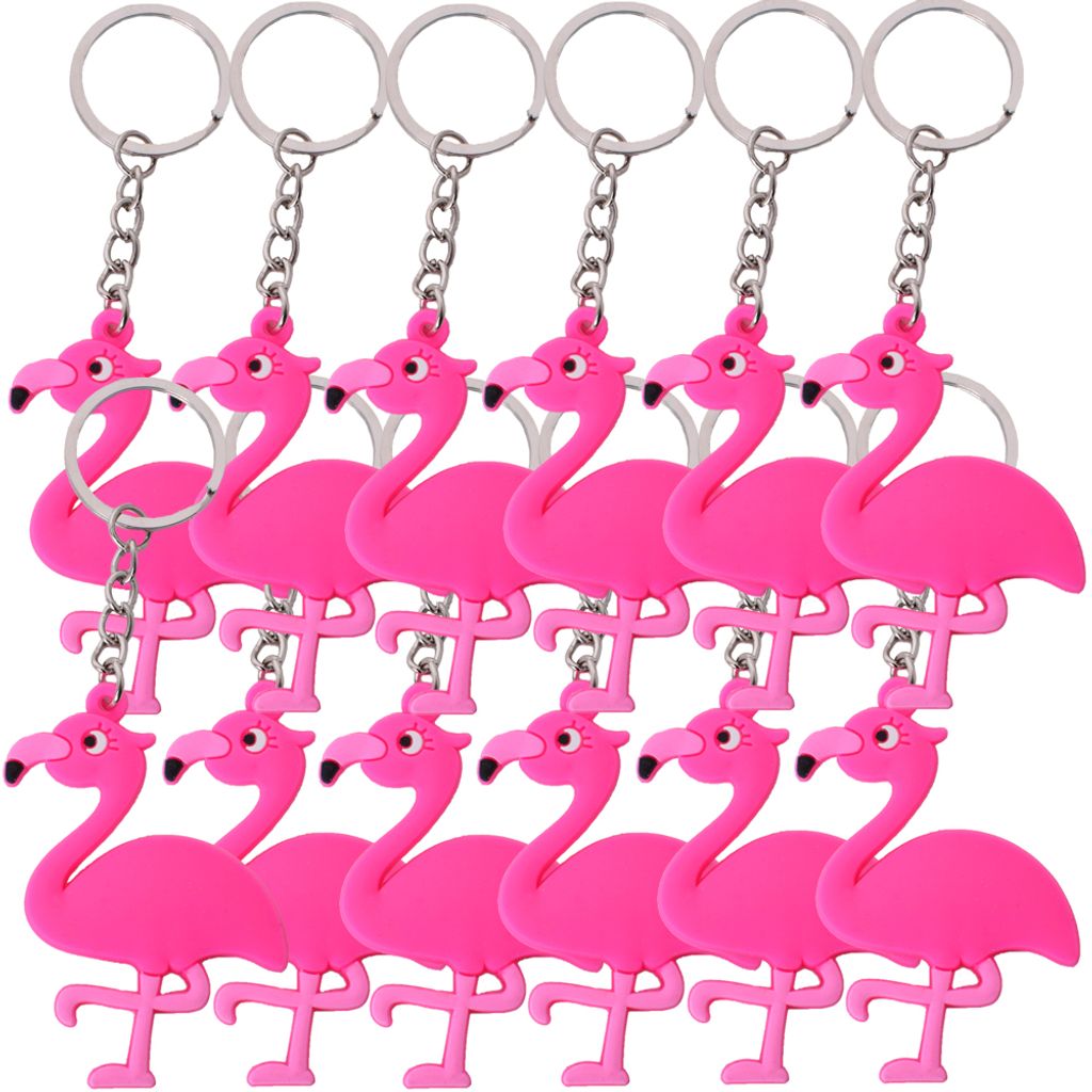 12 Stück Schlüsselanhänger Flamingo Anhänger Pink Deko Produktbild 