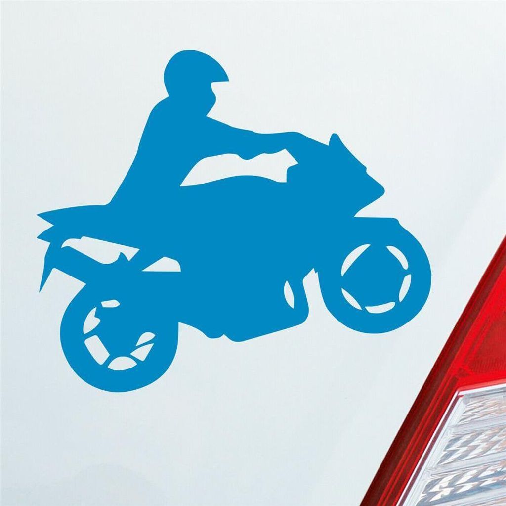 Auto Aufkleber Mopped Bike Moped Motorrad 10x8,5 cm Hellblau Sticker Heckscheibenaufkleber