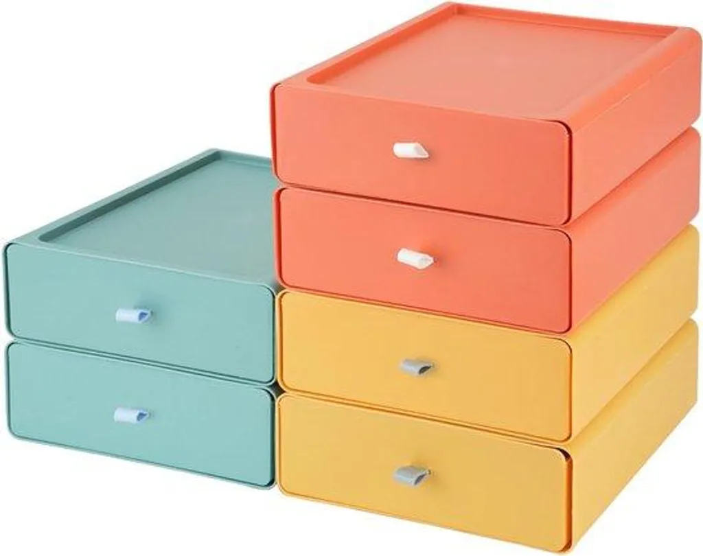 Solution anti-désordre 6 bacs de rangement - Organiseur bureau empilable