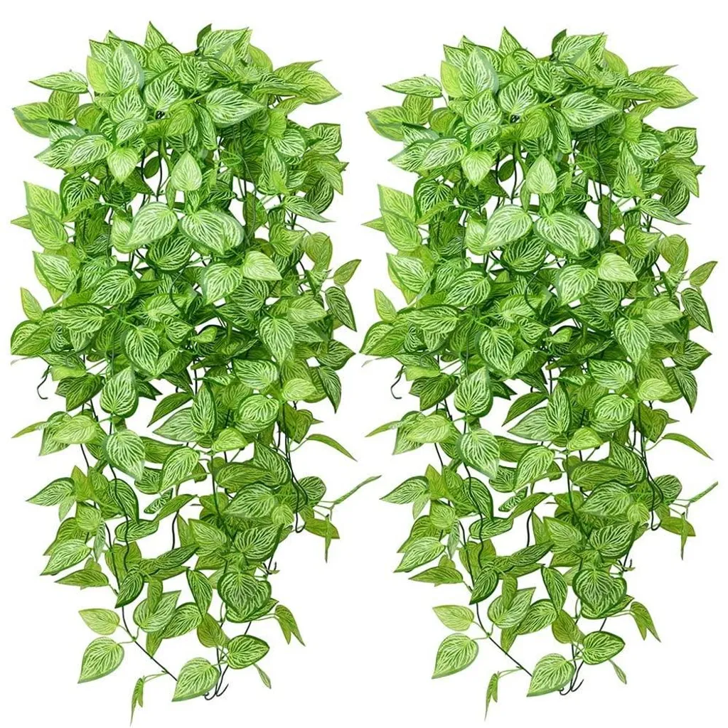 Décoration murale végétale artificielle 105cm lot de 2 feuilles vertes