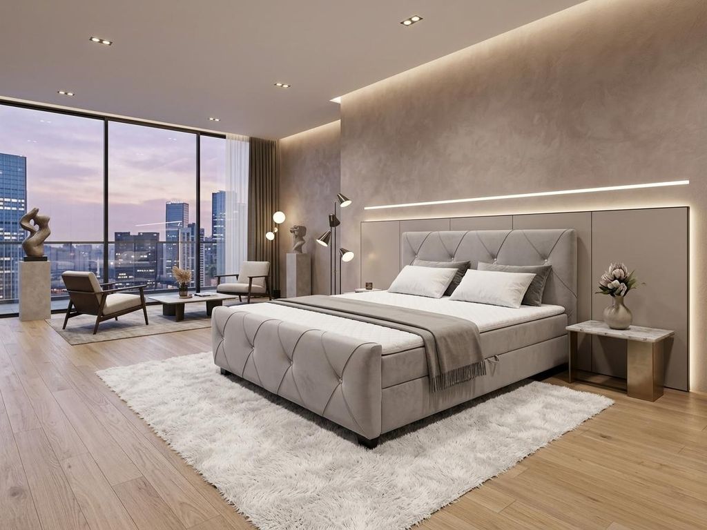 Boxspringbett MADRYT II 180 x 200 cm Amor Velvet 19 Grau Produktbild 