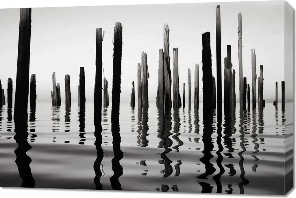 Cadre Photo 90 x 60 cm Réflexions sur l'eau pour Salon ou Chambre Zen