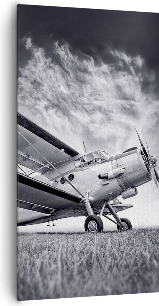 Bild auf Leinwand - Leinwandbild - Einteilig - Flugzeug An-2 Schwarzweiß - 65x120cm - Wand Bild - Wanddeko - Wandbilder - Leinwanddruck - Bilder -...