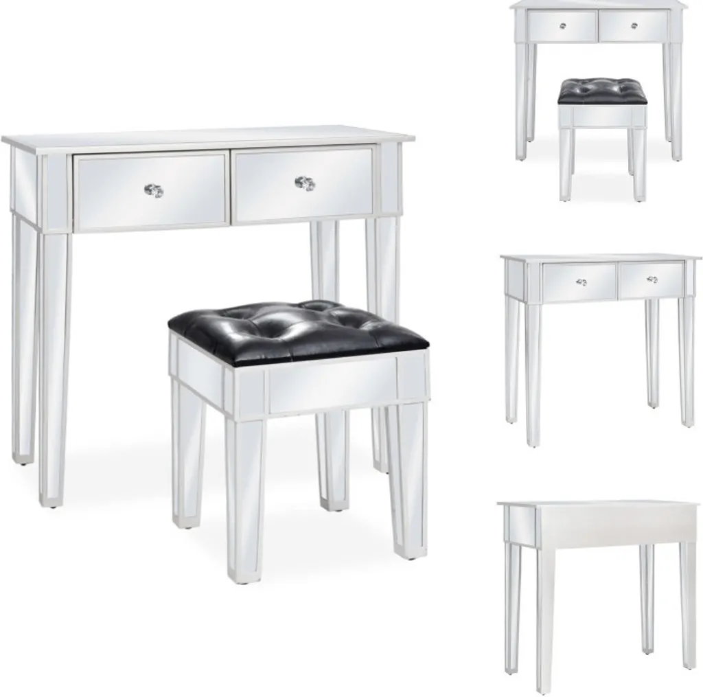 Table de Maquillage avec Miroir et Tabouret en MDF Blanc - vidaXL