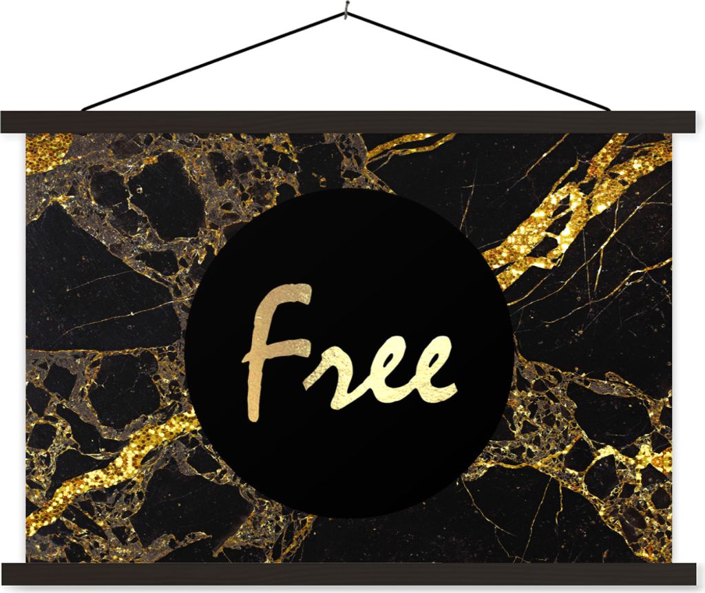 MuchoWow Textilposter Zitate - - Gold - Marmor 60x40 cm mit schwarzem Rahmen - Hölzernes