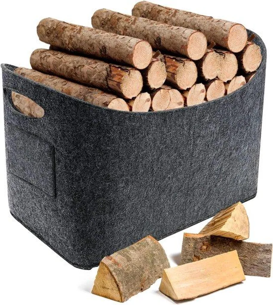 Grand panier en bois pliable 63L renforcé - 53x40x30 cm bac polyvalent