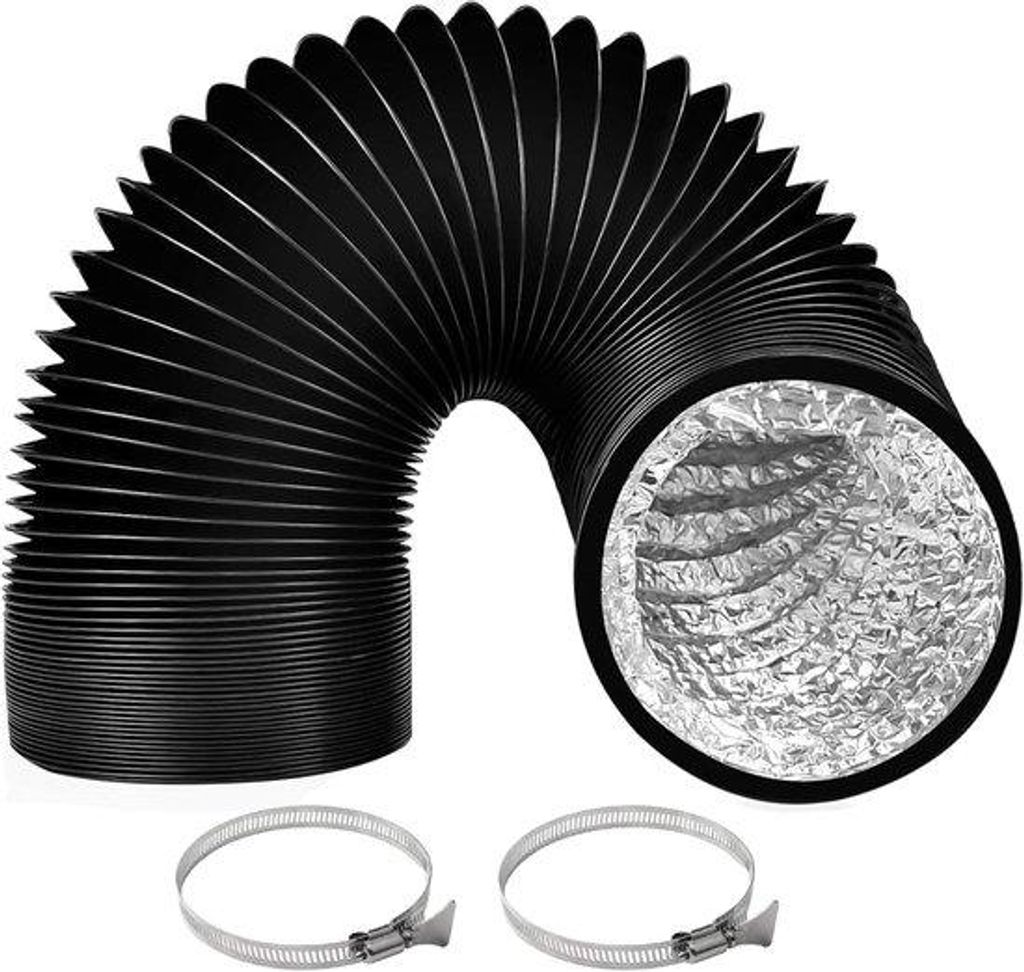 Aluminium-Afvoerslang für Klimaanlage und Waschmaschine - 3 m - Schwarz - Aluminium