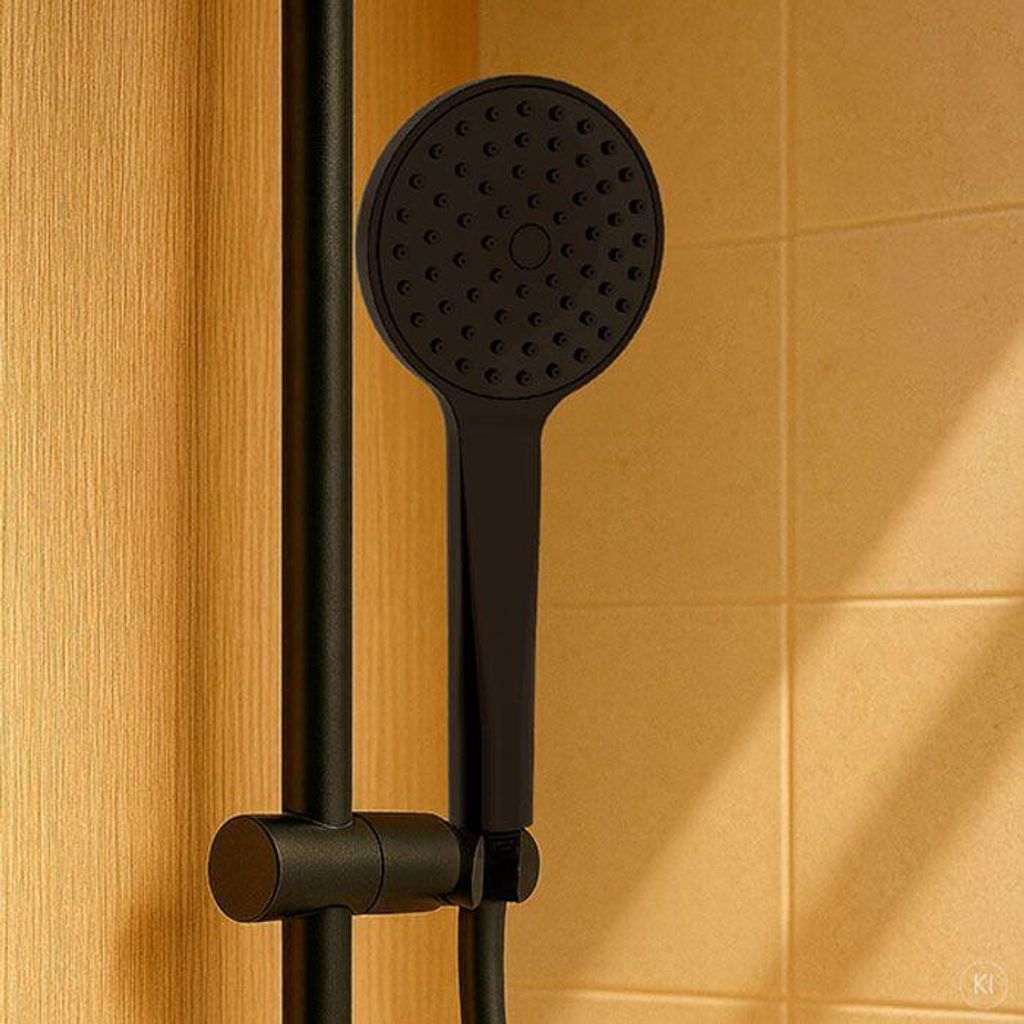AquaCraft 130 Handbrause schwarz matt | Duschkopf rund 100 mm | Brausekopf mit 1 Strahlart | Duschbrause Antikalk-Düsen | Modernes Design | 9 l/mi...