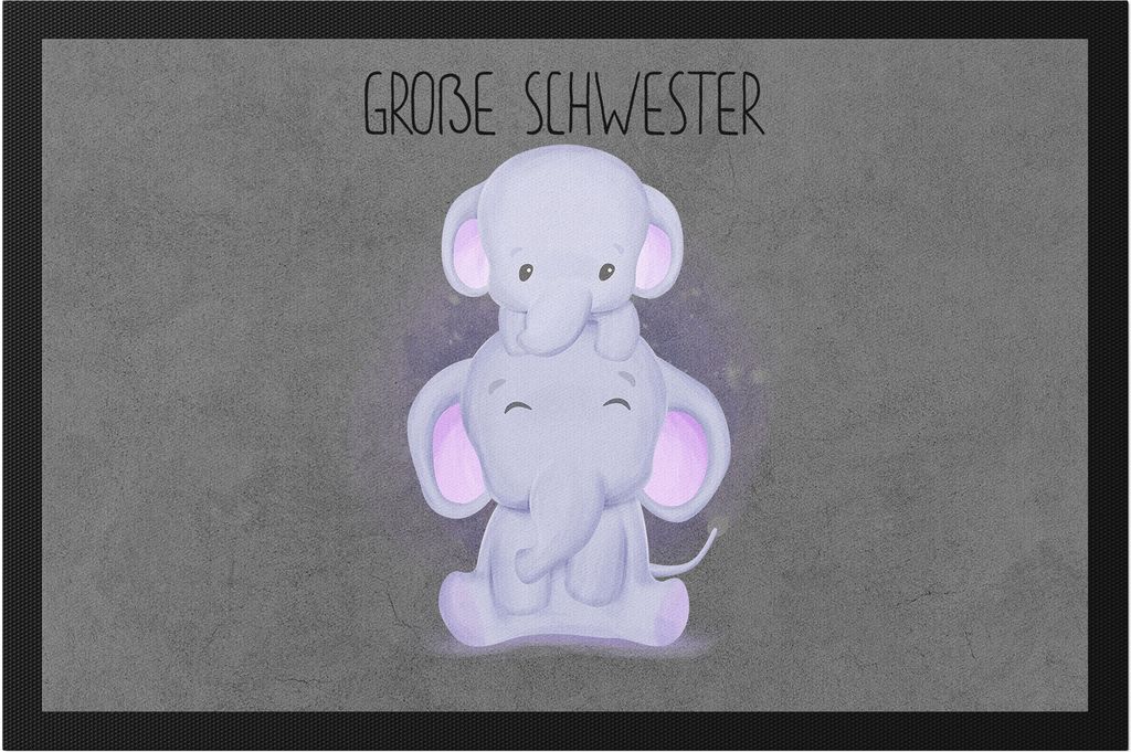 Große Schwester Fußmatte Geschwisterliebe Sister Elefant Geborgenheit Beschützer Welt Liebe Familie Schwestern