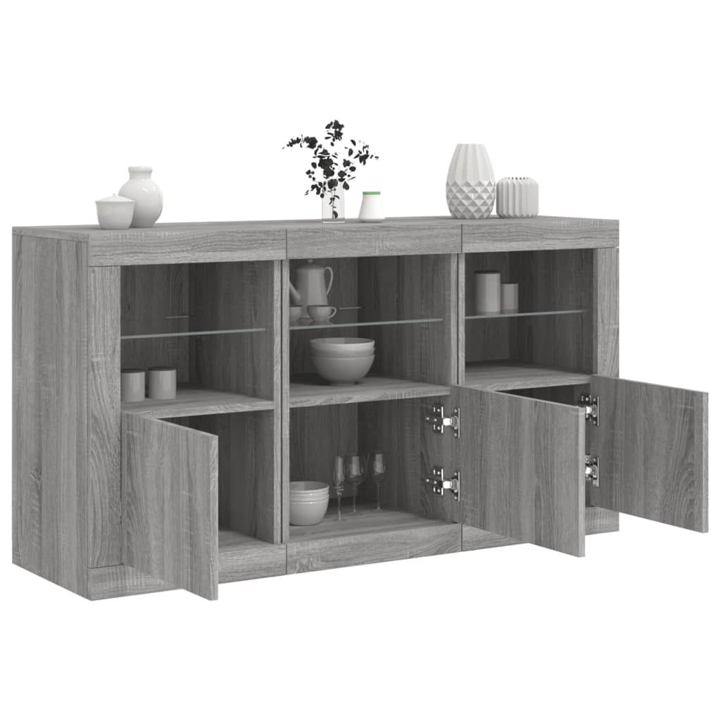 Maison Exclusive - Sideboard mit LED-Leuchten Grau Sonoma 123x37x67 cm