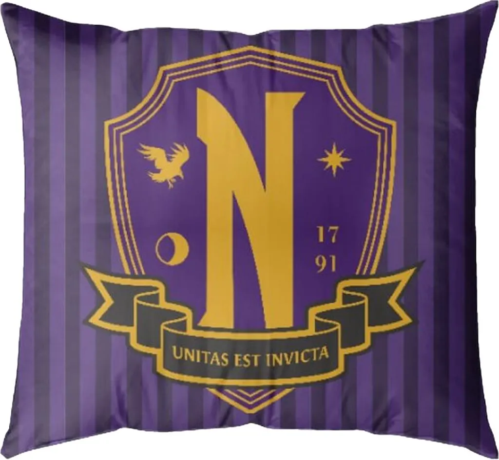 Coussin Décoratif Mercredi Addams Nevermore Academy en Polyester Violet