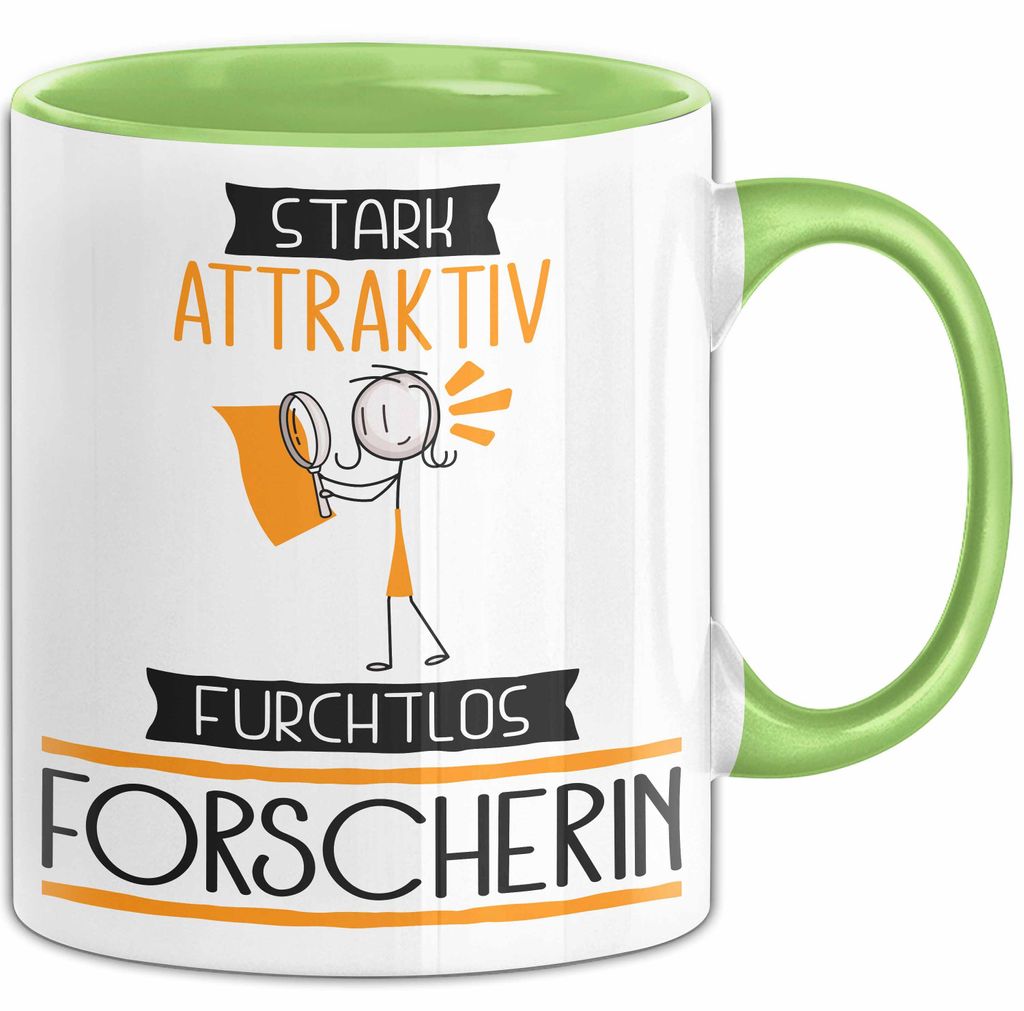 Forscherin Tasse Geschenk Becher Stark Attraktiv Furchtlos Forscherin Lustige Geschenkidee (Grün)