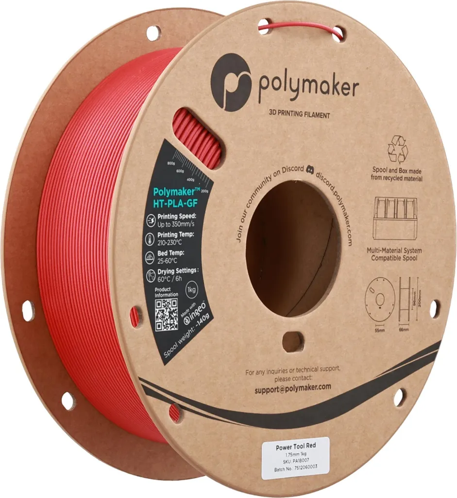 Polymaker HT-PLA-GF 1.75mm Power Tool Red : Filament renforcé fibre