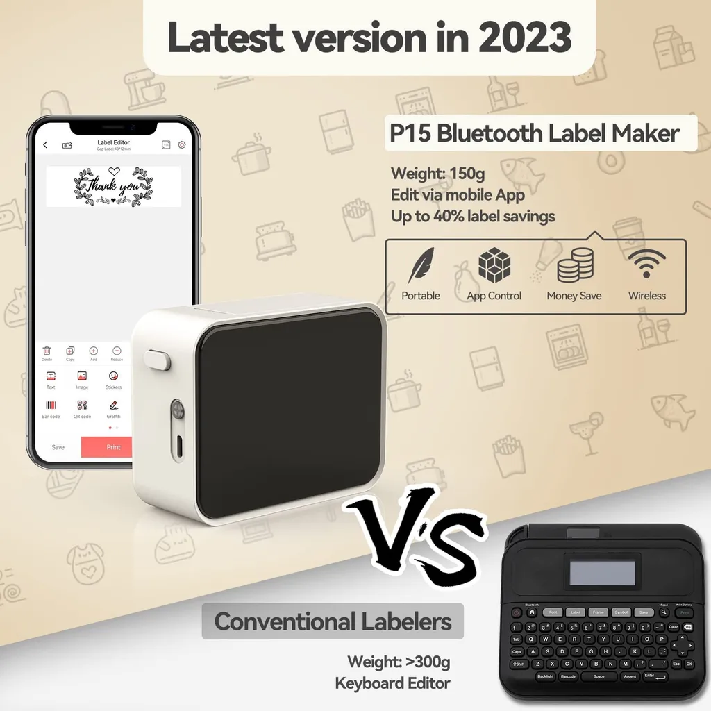 Imprimante d'étiquettes pour organisation maison et bureau Bluetooth