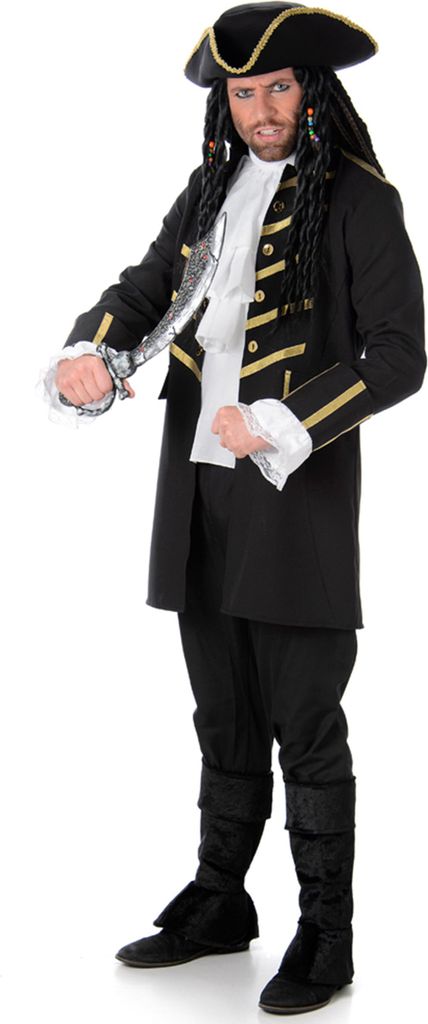 Eleganter Pirat Kostüm-Set schwarz-gold - XL