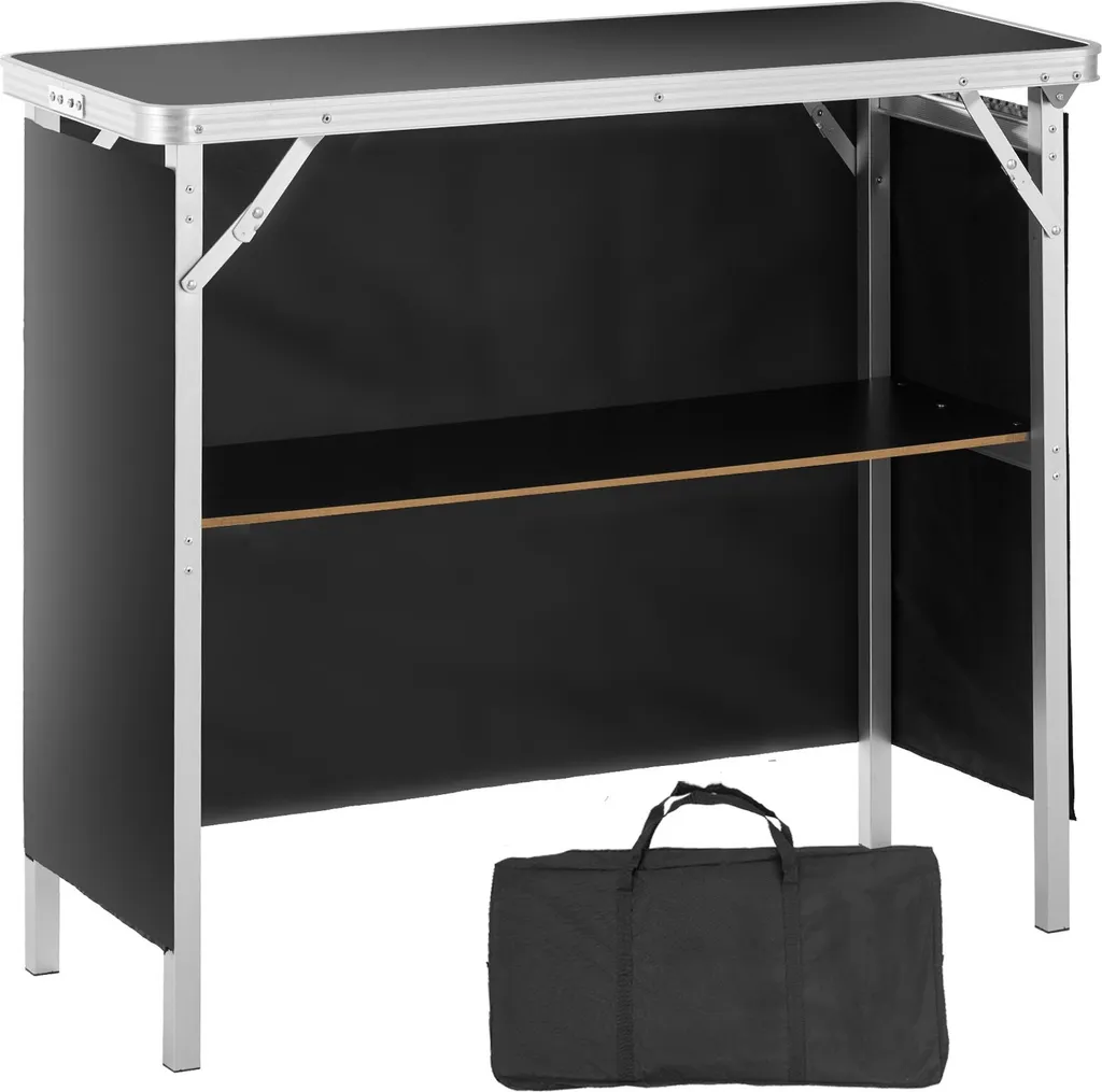 Bancone espositivo portatile Bancone espositivo, 975 x 385 x 870 mm Bancone espositivo Bancone espositivo, Tavolo promozionale pieghevole Bancone promozionale, Reception con ripiano, Borsa di trasporto, Nero - 1
