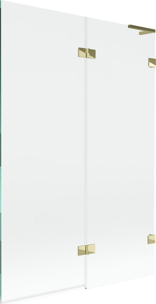 Mexen Lunar L Badewannenwand 2-flügelig rechts 120 x 150 cm, transparent, gold - 897L-120-100-50-00-P