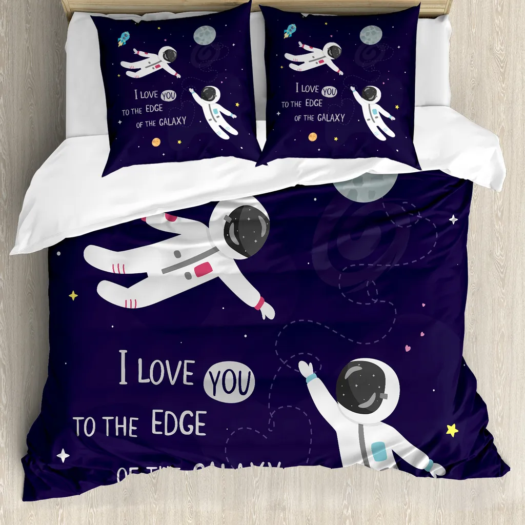 Ensemble de lit pour allergiques 155x220 cm Astronauts Liebe violet foncé
