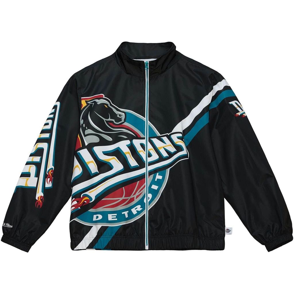 Detroit Pistons NBA Mitchell & Ness Exploded Logo Warm Up Jacke Schwarz-L