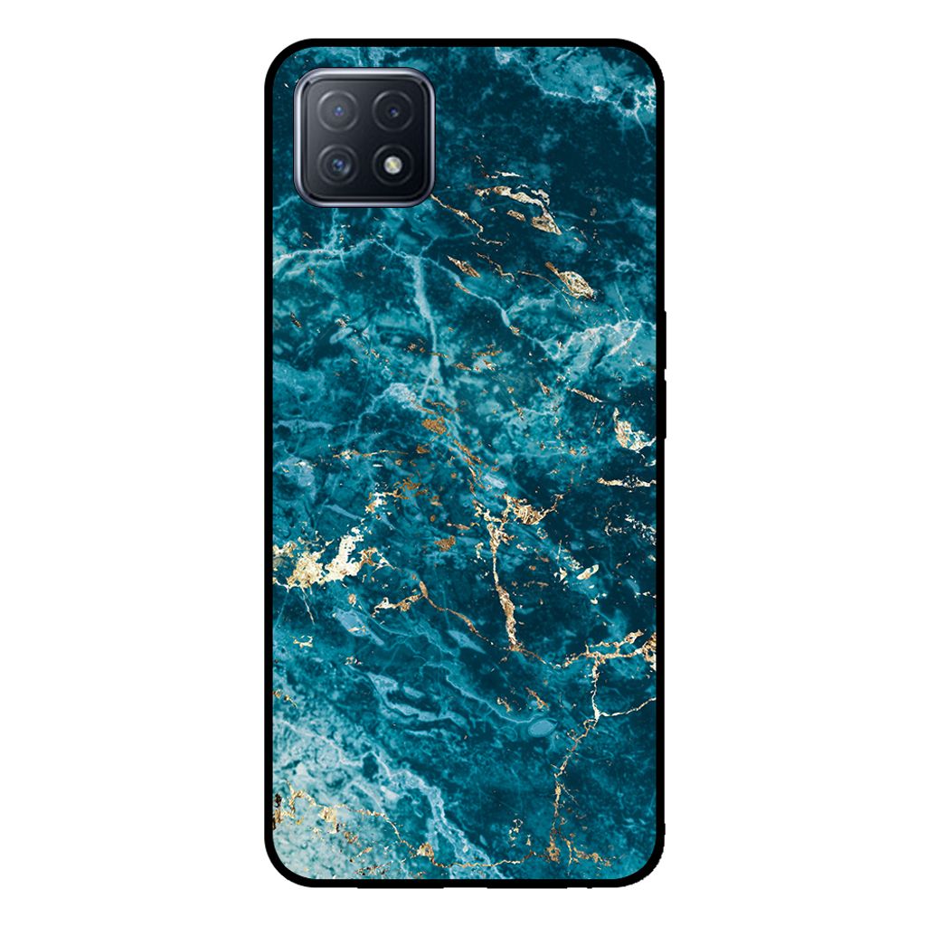 Smartphonica Handyhülle für OPPO A53 5G / A72 5G / A73 5G mit Marmordruck - TPU-Hülle mit Marmor-Design - Blau