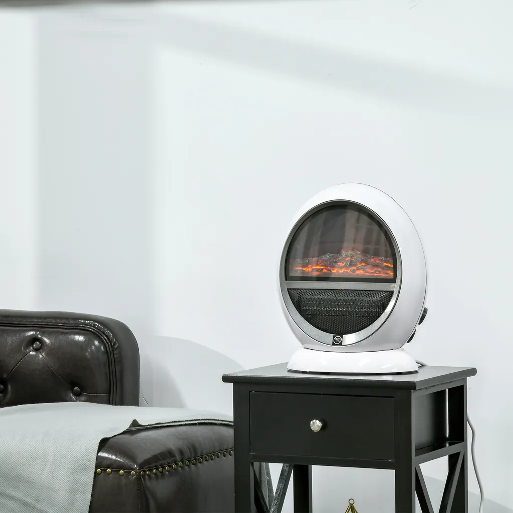 Chauffage d'appoint électrique design blanc avec simulation de flammes - 2