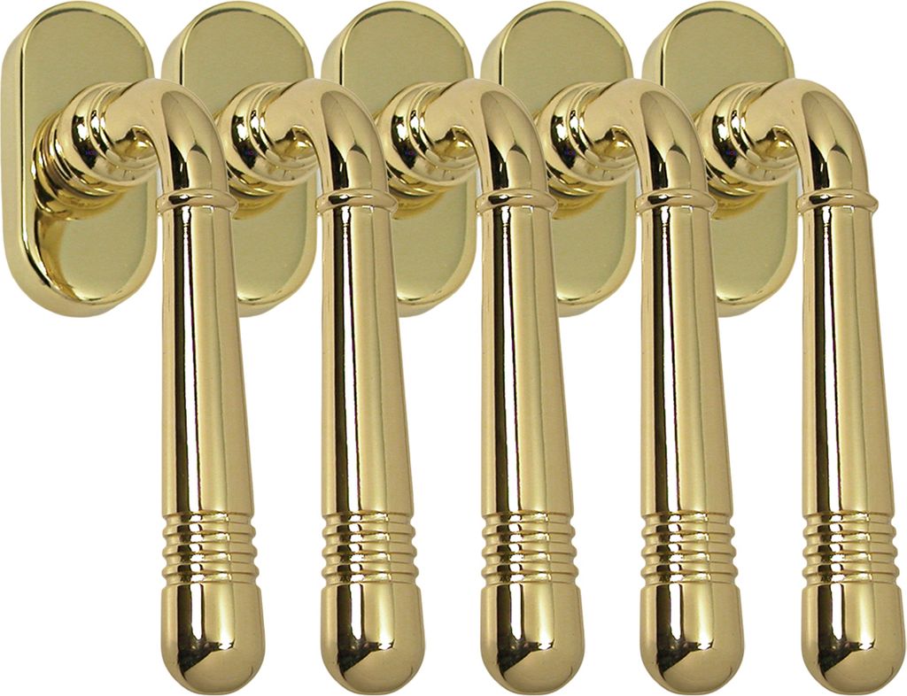 Fenstergriff Set 5 x FG Helena 1674 Messing poliert PVD Rasterolive Fensterbeschlag