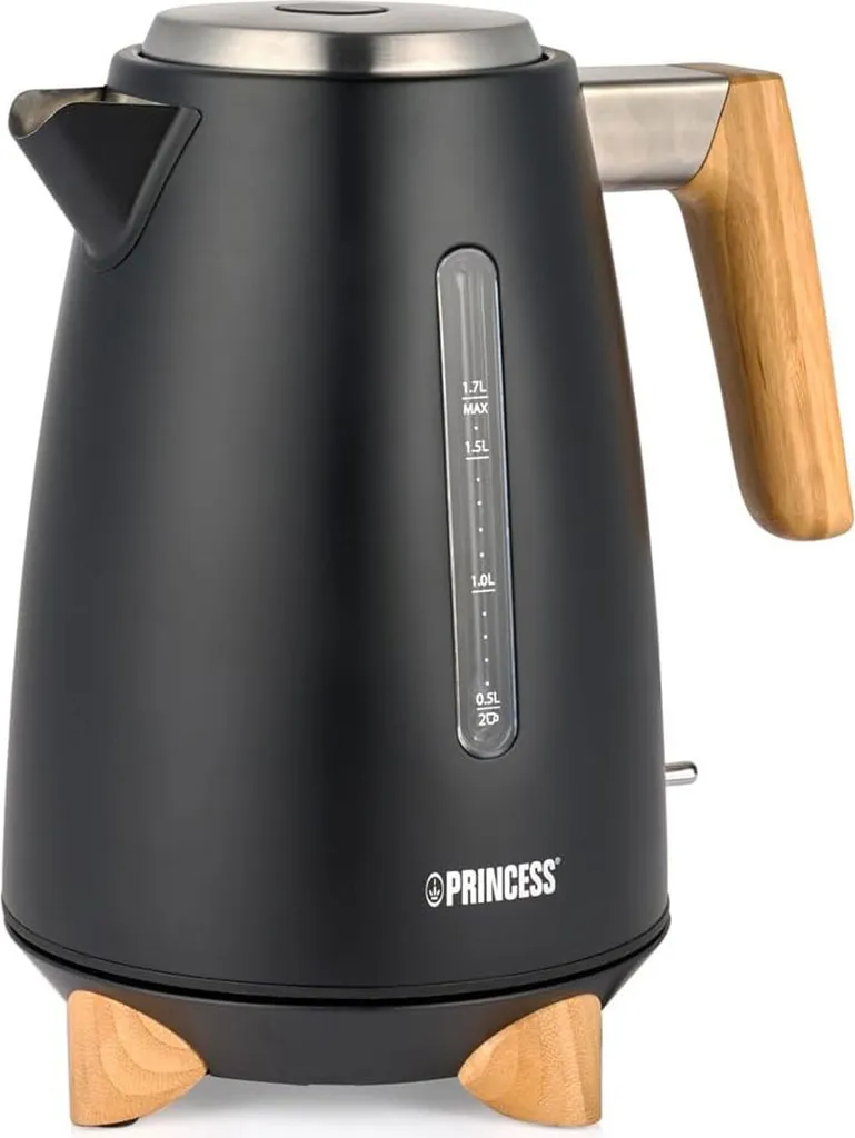 Bollitore Elettrico Princess 3000W 1,7 Litri - Acciaio e Legno Pure
