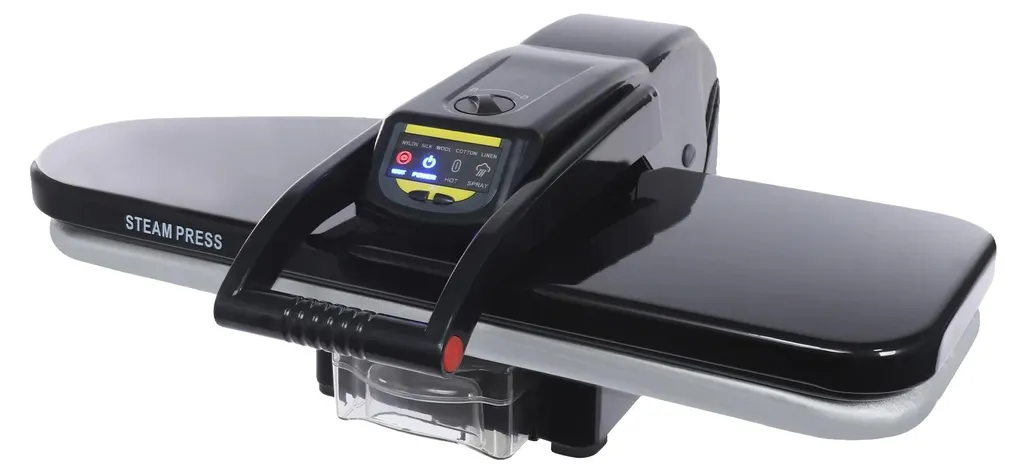 Presse de repassage vapeur automatique noire pour tous types de tissus