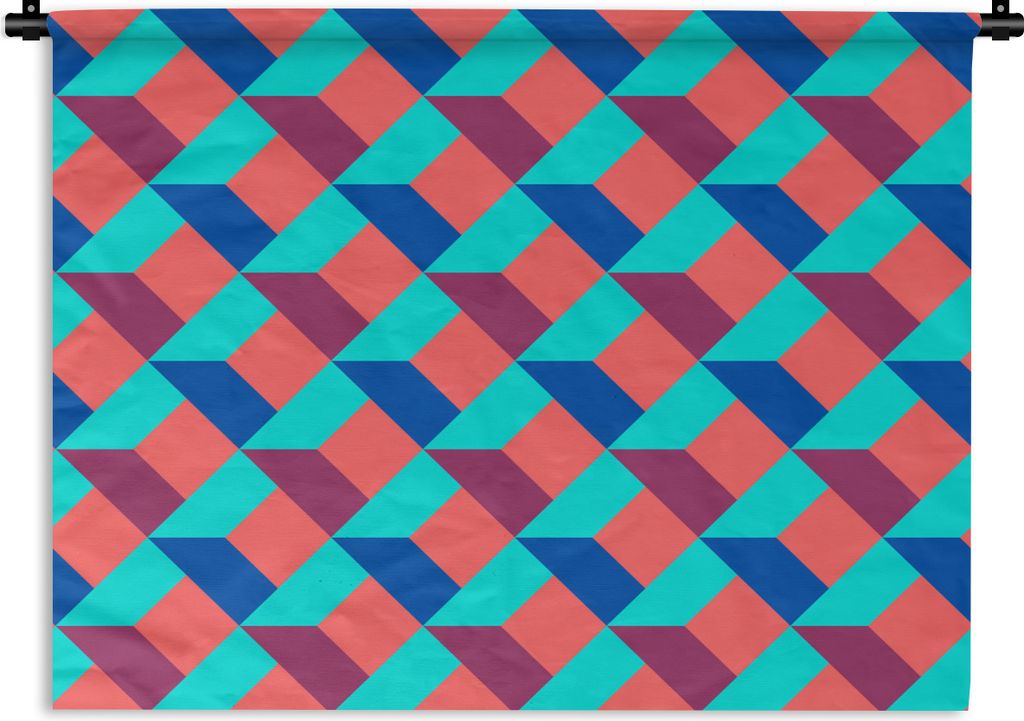MuchoWow Wandteppich Wandbehang Blöcke - Muster - 3D 60x45 cm Tapisserie Dekoration Wandtuch - Das Schlafzimmer